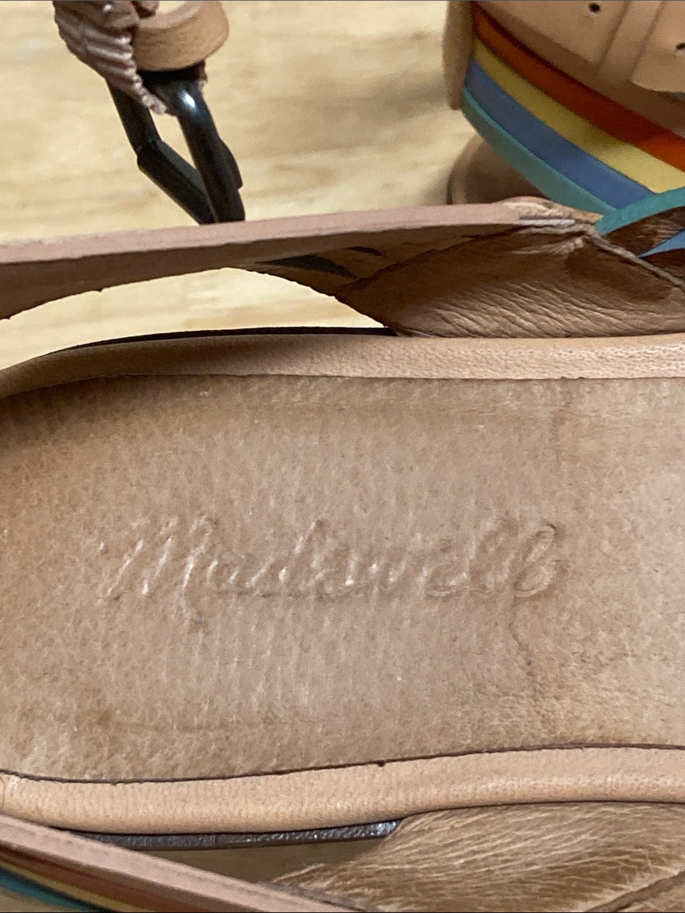 Madewell The Samira Flat Sandal in Leather Rainbow Striped Edition Sz 8 - Picture 9 of 12